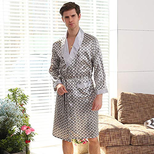 IAMZHL Nuevo   Albornoz para Hombre, Bata de Talla Grande con Pantalones Cortos, 2 Piezas, Pijama, Kimono, casa, Bata de baño, Verano, camisón Masculino -a29-XXL