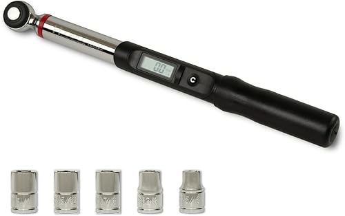 llave dinamométrica-ES3-135CN, llave dinamométrica digital de 3/8 pulgadas, 5-99.5 ft-lbs (6.8-135 N-m) Rango de torsión, pantalla LCD, calibrado
