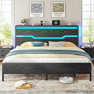 King Size Bed Frame with LED Lights...