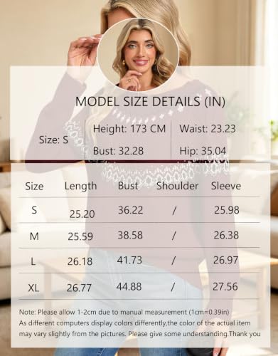 Image of Women's Fair Isle Sweater Crew Neck Long Sleeve Heart Sweater Vintage Tops