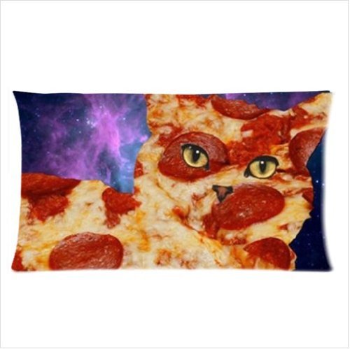 Pizza Cat Pattern Rectangle Pillowcases,150 Thread Count,20x36 inches (Two Sides )