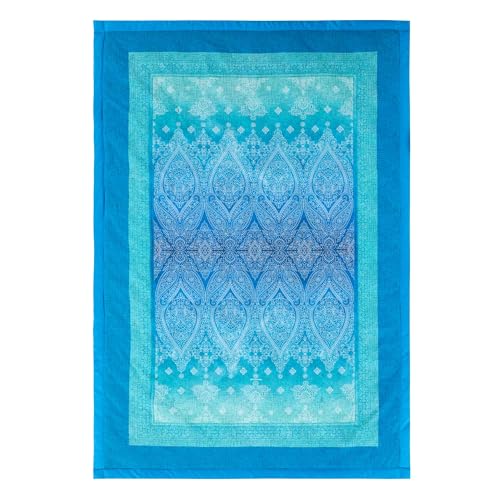 Bassetti Granfoulard Plaid Kerala B1 blau 135x190 cm, Wohndecke aus 100% mercerisierter Baumwolle, weiche Kuscheldecke, leichte Tagesdecke,...