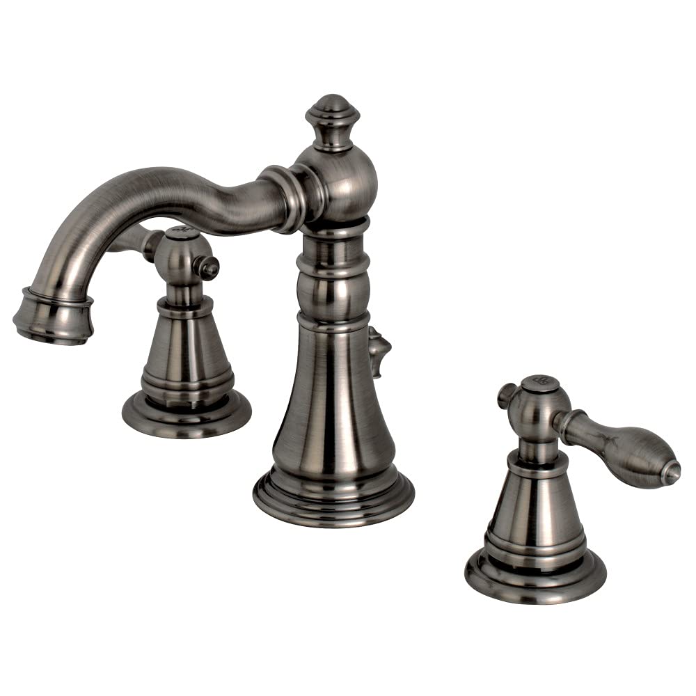 Kingston Brass FSC1974AL English Classic Widespread Bathroom Faucet, 5-1/8 Inch in Spout Reach, Black Stainless