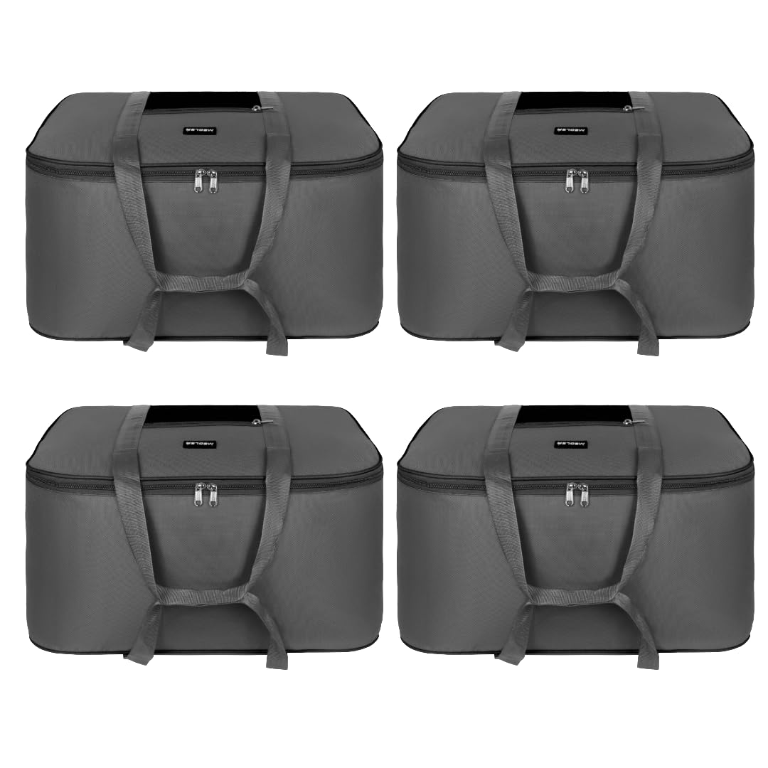 M MEDLER STG-4K-GB Nylon 85 Liters Large Underbed Storage Bag Moisture Proof Cloth Organiser with Zippered Closure and Handle Grey 58x48x30cm Rectangular Pack of 4