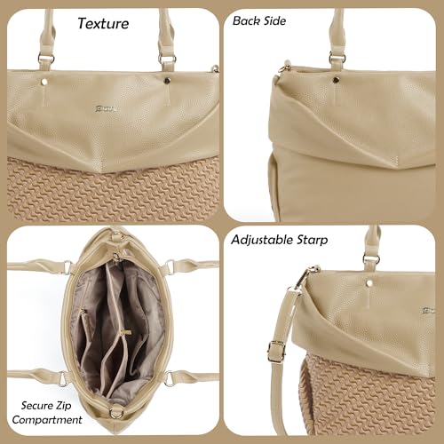 Image of EXOTIC Virelle Textured Dual Panel Handbag for Women | Spacious Multi-Compartment Carryall | Shoulder Carry with Adjustable Sling Strap | Premium PU Leather Purse