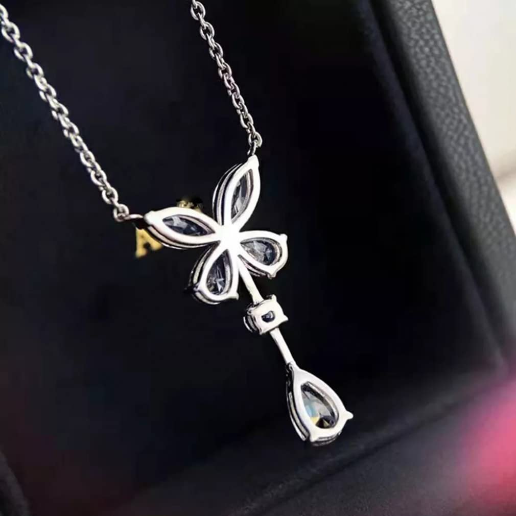 Collar con Colgante de Mariposa de Aniversario de Piedras Preciosas de moissanita de Plata de Ley 925, joyería