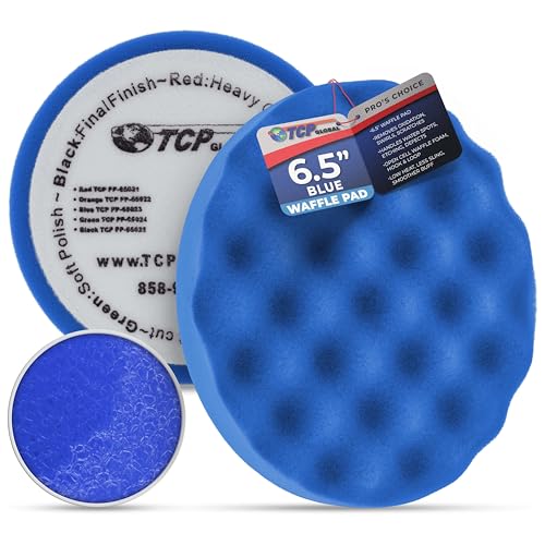 TCP-Global-65-Blue-Waffle-Foam-Buffing-Pad-Light-Cut TCP Global 6.5" Blue Waffle Foam Buffing Pad, Light Cut - Image 1