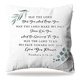 Bible Verse Pillow Covers Cushion Case, Christian Gifts, Inspirational Quote, Motivational Gifts, Numbers 6:24-26, Religious Prayer Home Decor for Sofa Bed Living Room Porch Chair, 18x18 Inches