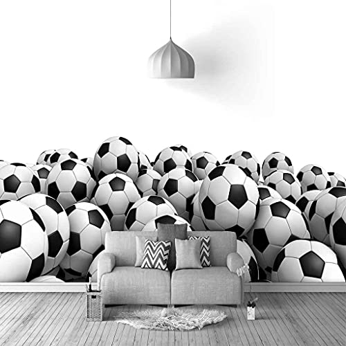 QMWZZV Wall Mural Wallpaper Black And White Football Poster Wallpapers DIY Large Mural Sticker Teens Boys Girls Bedroom Living Room TV Backdrop 3D Wall Murals Wallpaper Self-Adhesive Canvas 250x175 cm