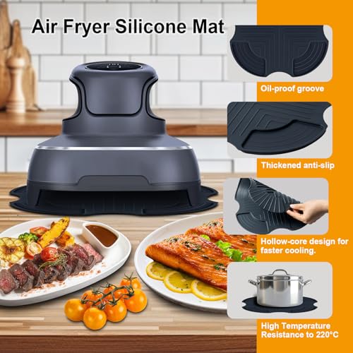 Image of Silicone Heat Resistant Mat for Ninja Crispi,2Pc Silicone Air Fryer Liners for Ninja Crispi 4-QT&6-Cup Container Compatible with FN101GY /FN101SG /FN101ST,Reusable Air Fryer Accessories for Ninja Crispi