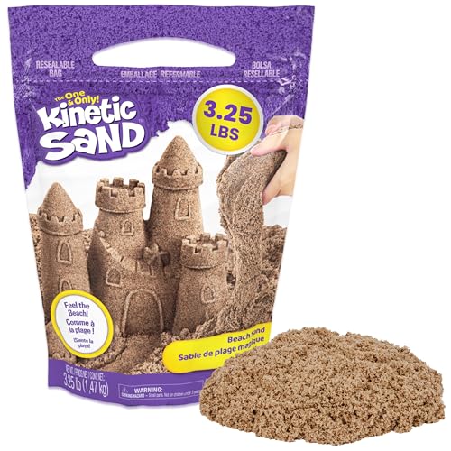 Kinetic Sand, 3.25lbs Beach Play Sand, Moldable Sensory Toys for Kids, Resealable Bag (Packaging May Vary), for Ages 3 and up