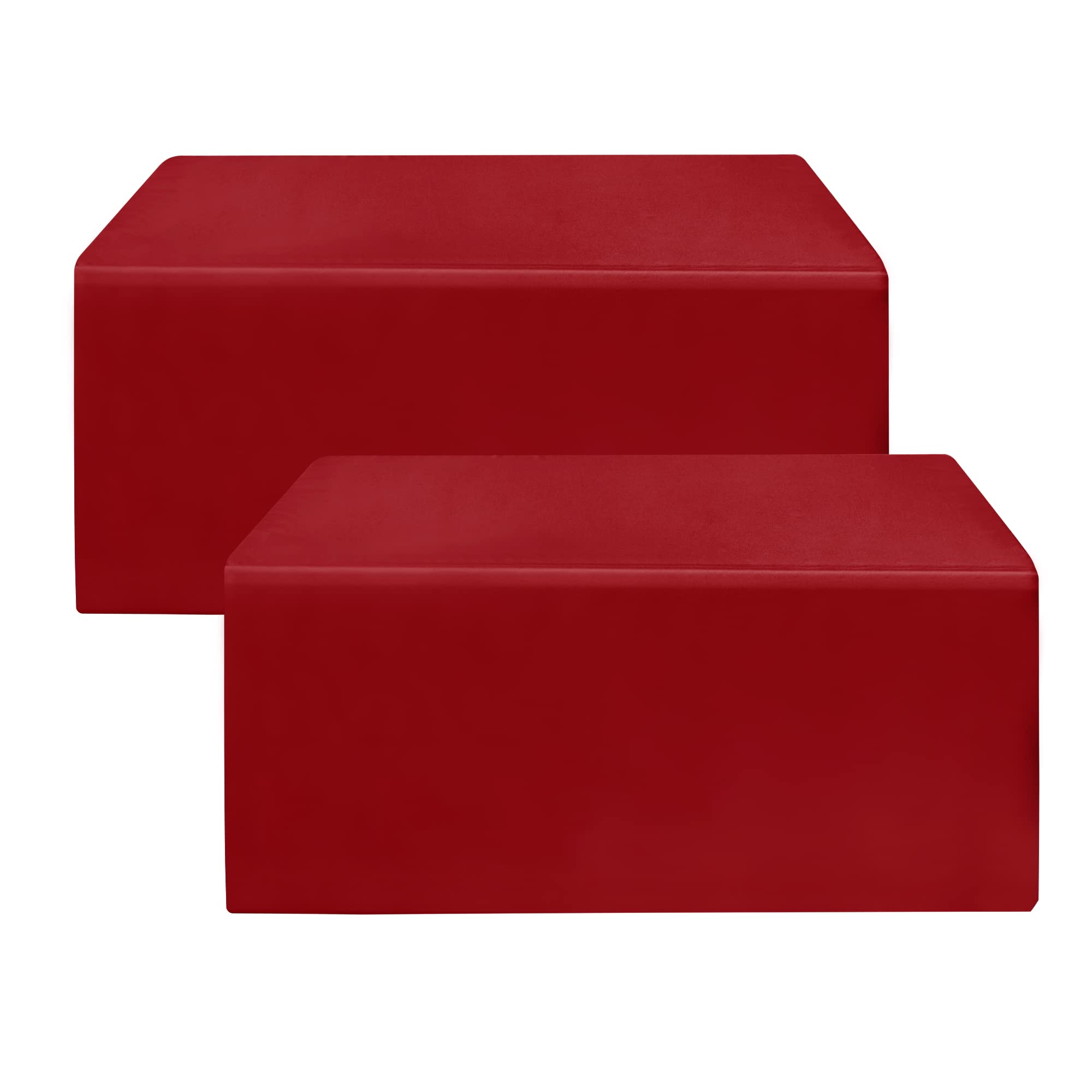 HolidayIdeas Fitted Table Covers for 6 Foot Tables - 72 x 30 Inch - 2 Pack Red Rectangle Table Clothes Polyester Fabric Tablecloths for Folding Table, Parties, Holiday Dinner, Wedding, Trade Show