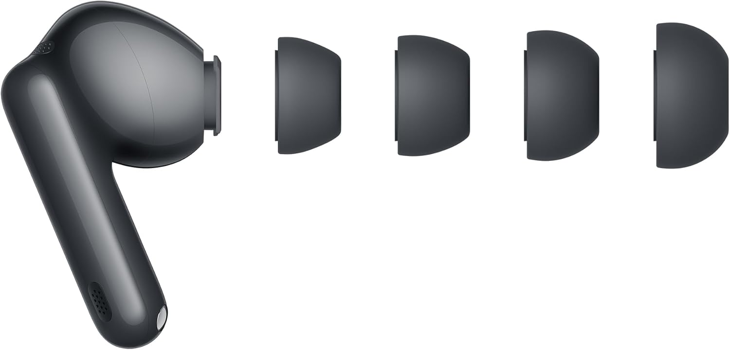 A single HUAWEI FreeBuds 7i earbud alongside four different sizes of ear tips (L, M, S, XS).