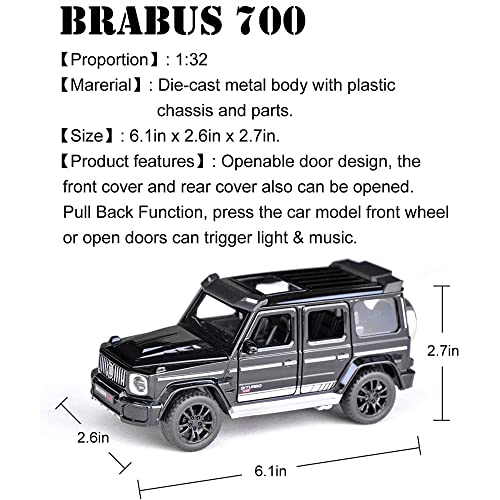 Image of New 1:32 BB700 Diecast Alloy Metal G Wagon Pull Back Car with Openable Doors Music Sound and Light Vehicle Toy Car for Kids Boys (Red)