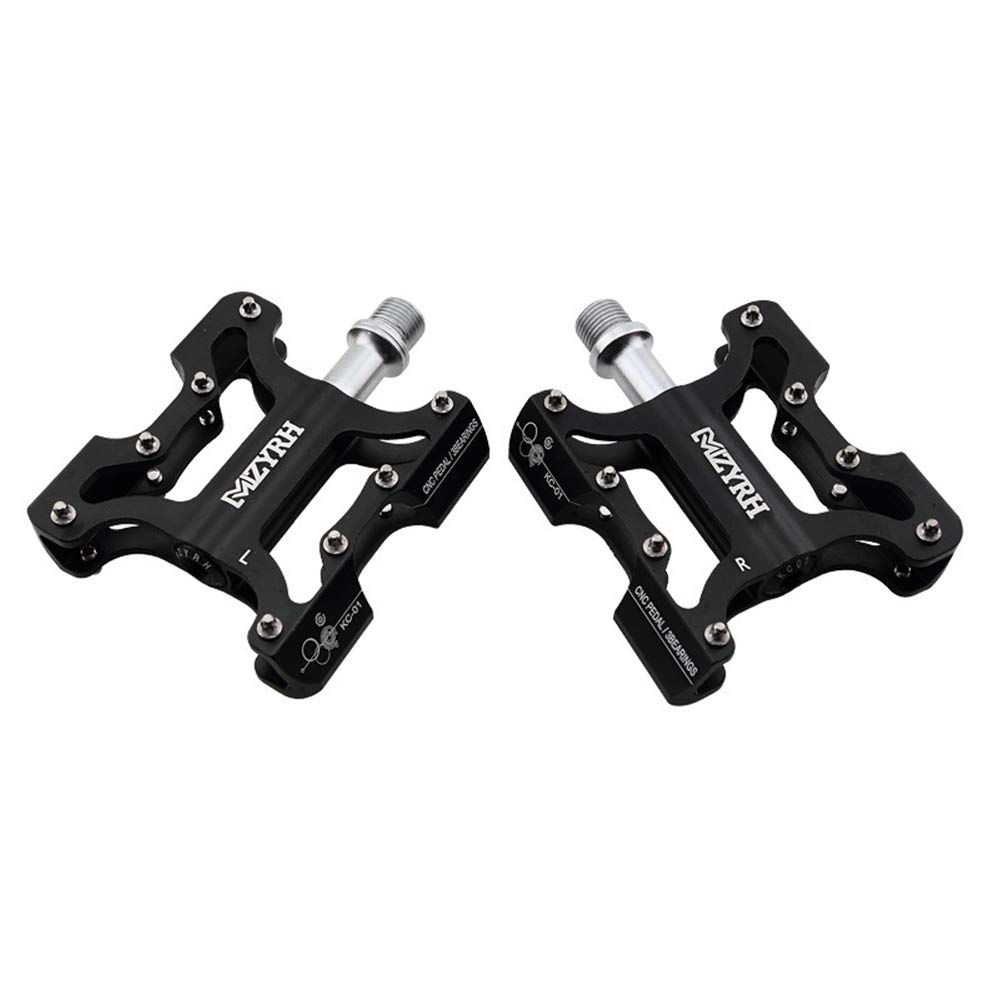 MTB Pedali Bici Pedali per Bici Antiscivolo da Montagna Pedali in Lega Piatta per Bici da Piattaforma 3 Cuscinetti per Bici da Strada MTB Fixie,Black