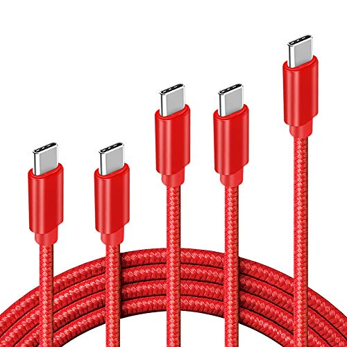 USB C Cable, ?5-Pack 3A? Fast Charge Various Lengths Durable Nylon Braided USB A to USB C Charging Cable Compatible with Samsung Galaxy S10/S9/S9+/S8/S8+/Note 8, LG G5/G6/V20, Red