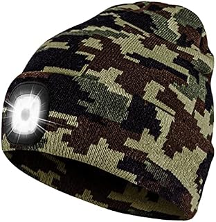 Bosttor LED Torch Hat Beanie with LED Light Rechargeable Head Torch Hat, Unisex Winter Warm Knit Beanie, Gift for Men