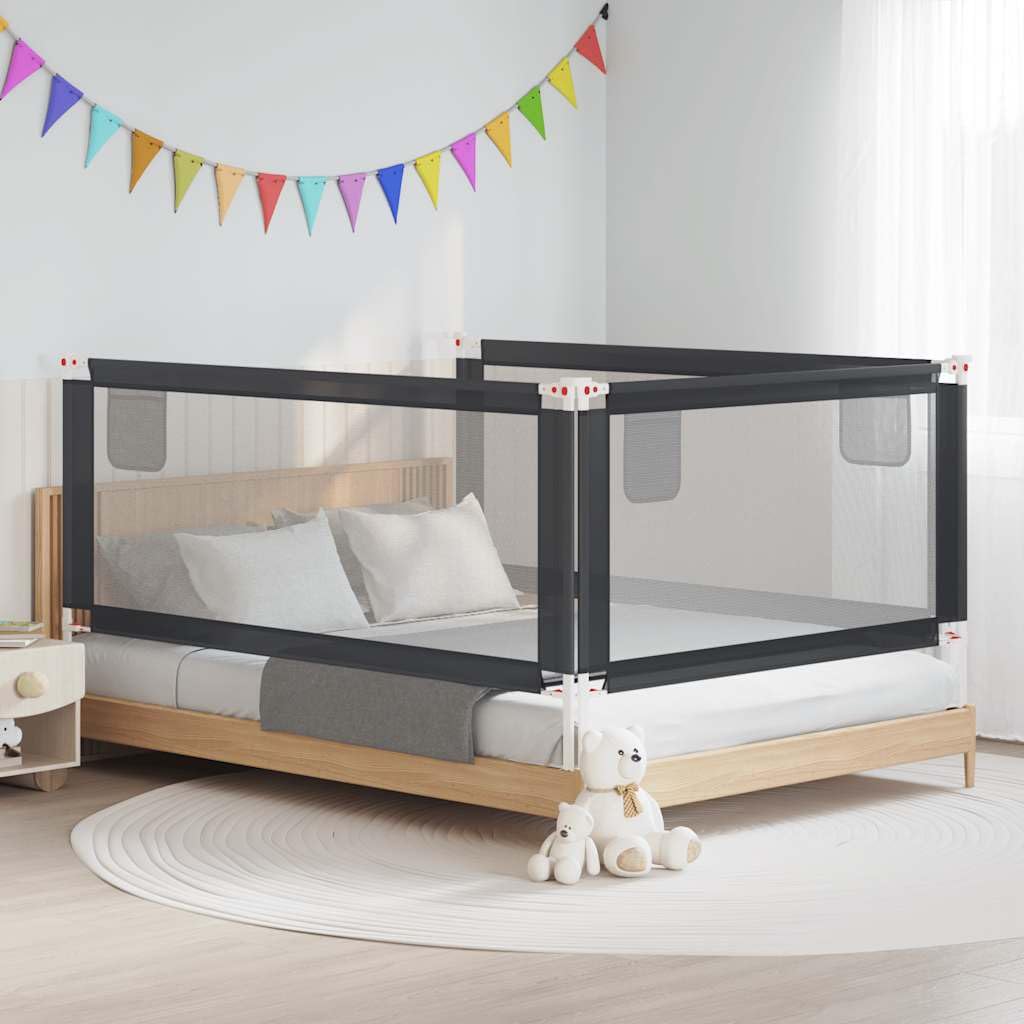 vidaXL Barrière de Sécurité de Lit d'enfant Protection de Lit Bébé Tout-Petits Chambre à Coucher Maison Intérieur Gris Foncé 200x25 cm Tissu