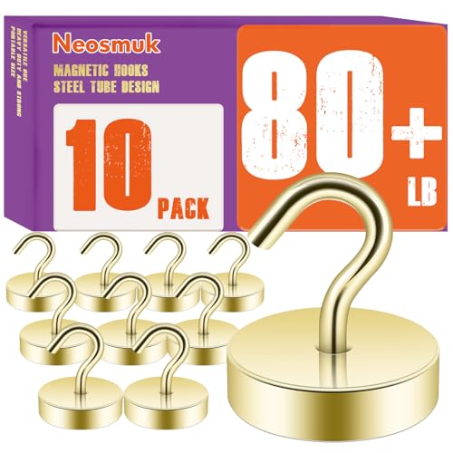 Image of Neosmuk Magnetic Hooks Steel Tube Design for Cruise,80lb+ Gold,10 Pack
