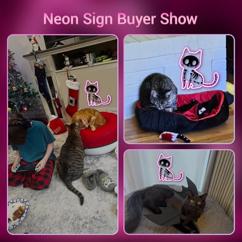 Image of Electric Shock Cat Neon Sign Pink Cat Kitty LED Neon Signs for Wall Decor Home Kids Room Living Room Led Light for Cat Club&Clinic Neon Wall Unique Gift for Animal Lovers