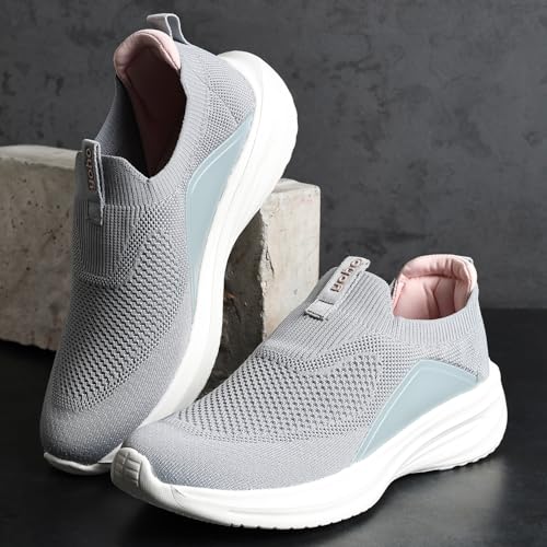 Image of YOHO Knitted Slip-Ons for Women |Lightweight, Stylish, Breathable Casual Loafer Shoes |Extra Soft Insole & Shock Absorbing for Walking Without Lace Ladies SOS-112