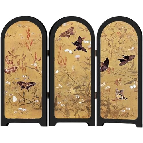 HiyyFloy Mini Paravent Pliable À 3 Panneaux, Style Chinois Vintage, Ornement Feng Shui pour Maison, Le Bureau, Le Nouvel an