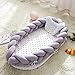 reducteur lit bebe,coussin bébé,Lit de bébé portable en tricot avec oreiller nouveau-né nid de couchage lit de jeu berceau de voyage pare-chocs amovible et lavable 0-24 mois