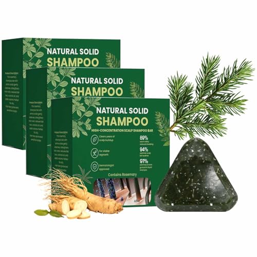 Korean Scalp Revival Bar - Rosemary & Amino Acids Strengthening Anti-Thinning Shampoo Bar, Nature Triangle Shampoo Bars, Gentle and Hydrating Formula for Scalp Care (3Pcs)