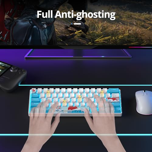 Image of 60 Percent Gaming Keyboard 61 Keys Wired Mechanical Keyboard Ultra Compact Key Board Red Switch LED Backlit for Windows Laptop Gamer(61Sea)