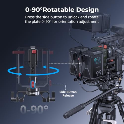 Image of SMALLRIG Rotatable V Mount Plate with Dual V-Locks and 15mm Dual Rod Clamp