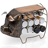 Made Easy Kit Seasoning and Spice Jar Rack Organizer - Metal and Wood Functional Art Decor Sculpture - Kitchen Countertop (Pig)