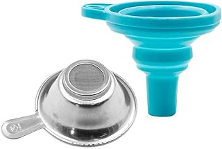 BTMB Silicone Collapsible Funnel with Stainless Steel Resin Filter Cup 3D Printer Accessories for SLA DLP LCD for 3D Printer Elego Mars Photon Formlabs (Blue)-1set