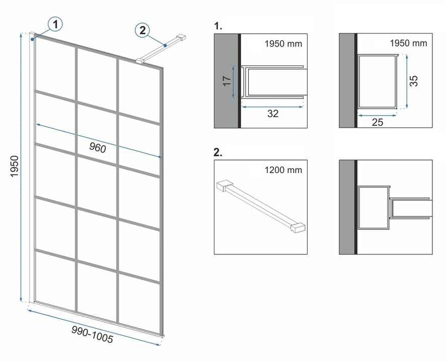 DE BESTE REA DOUCHEWAND: GLAZEN SCHEIDINGSWAND VOOR WALK-IN DOUCHE IN 8 MM ZWART MAT MET NANO-COATING VAN HOGE KWALITEIT