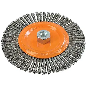 Walter 13K654 Stringer Bead Wire Wheel Brush - 6-7/8 in. Carbon Steel Wire Brush with Threaded Hole. Abrasive Power Brushes