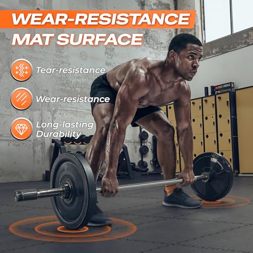 Image of SUPERJARE 0.56'' Thick 48 Sq Ft Rubber Top Gym Flooring for Home Gym