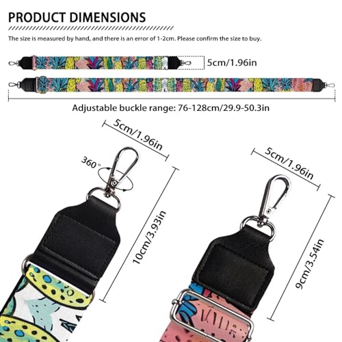 Image of TODIYADDU Tropical Pineapple Mango Straps for Handbags Firm Crossbody Straps Novelty Wallet Strap Women Wide Strap Purse for Handbag Outdoor Travel Fit for Canvas Bag Computer Bag
