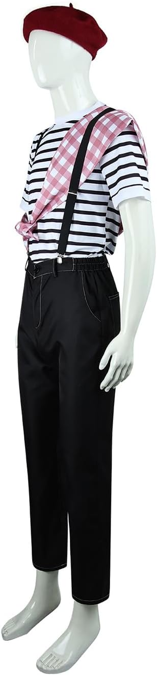 Gustave Cosplay Costume T-Shirt Suspenders Pants Baguette Uniform Suit Clair Obscur Halloween Outfits Hat Full Set