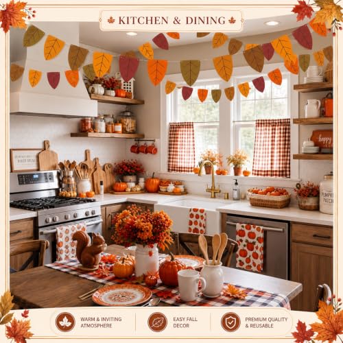 Image of VitalCozy 5 Pcs Back to School Decorations Fall Maple Leaves Banner Flags 49 ft Autumn Fall Thanksgiving Wedding Birthday Bridal Shower Engagement Halloween Party Supplies