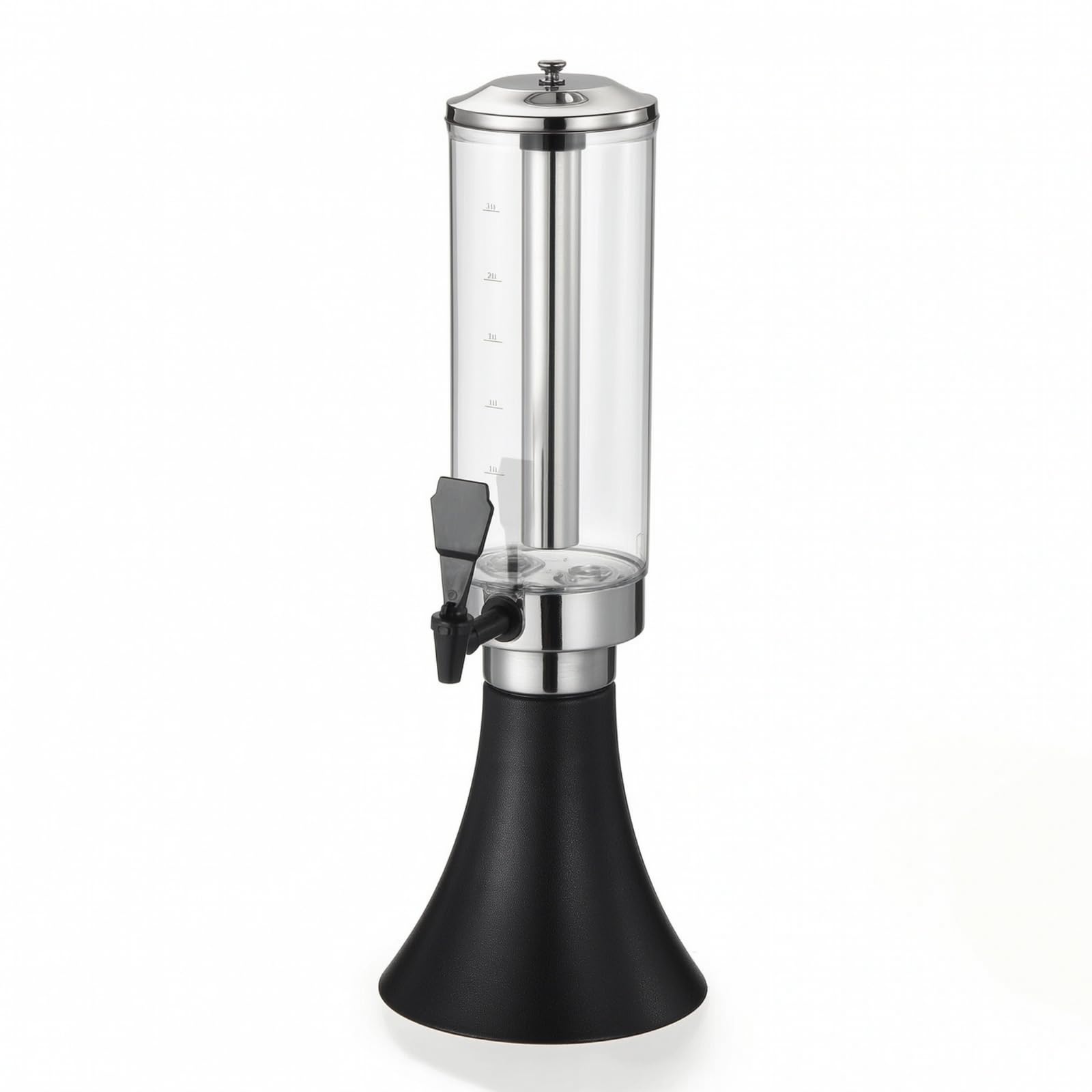 Distributeur de Boissons Distributeur Fontaine Pichet Tireuse avec Colonne Inox Amovible Réservoir Transparent Gradué Versement de par Robinet et Base, Array, Noir