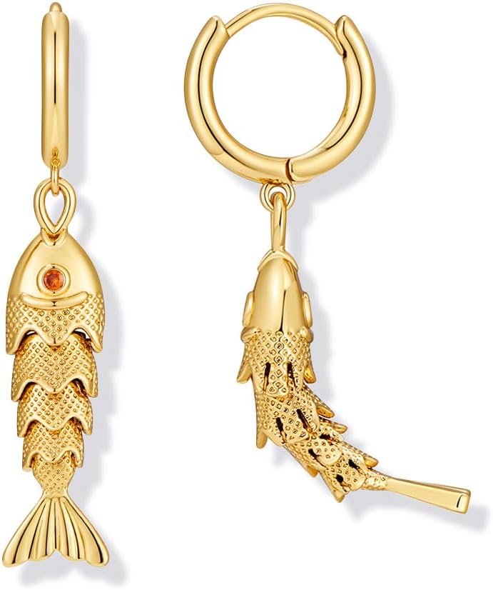 FAUTHENTICUTE Boho Fish Shell Starfish Dangle Earrings For Women Statement Long Seashell Pearl Drop Earrings Summer Beach Jewelry