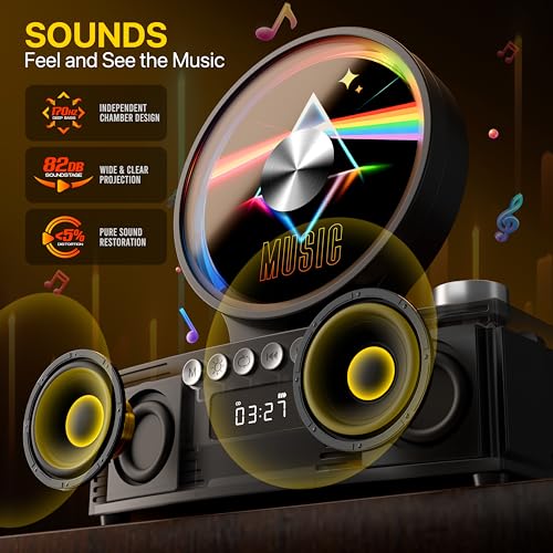 Image of Retro Portable CD Player for Home Decor, CD Player with Speakers, Bluetooth /Battery /Remote, Desktop Vintage CD Players for Kids to Seniors, Combo with Radio /USB Driver /Stereo Sound /AUX /Timer