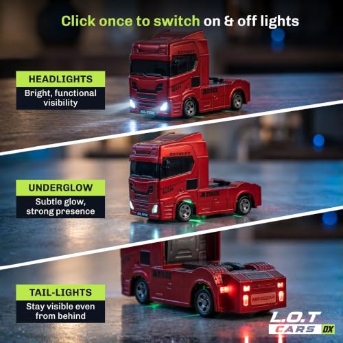 Image of MAC 1:64 Scale RC Drift Truck, 2.4Ghz Remote Control Car Toy, RC Drifting Car, RC Cars, Mini RC Drift Car, 2 Speed Modes, Multi LED Lights and Underglow (Red)