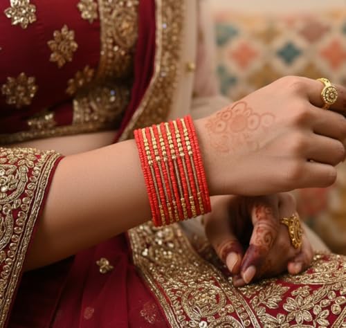 Image of Touchstone Indian Colorful Bead Bracelet Bollywood Beaten Metal Beads Openable Broad Cuff Bracelet in Gold or White Tone for Women.
