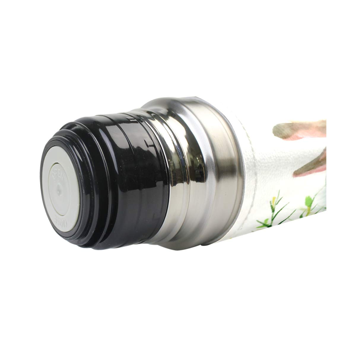 Taza de viaje aislada al vacío de acero inoxidable con doble pared a prueba de fugas, botella de agua con impresión personalizada impresa en piel auténtica, termo de 500 ml