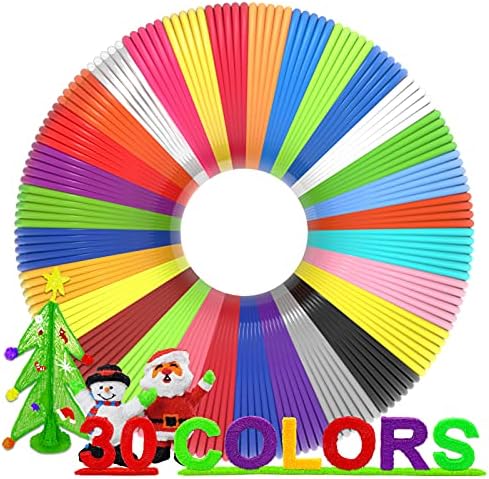 3D Pen Filament Refills 30 Colors, Bonus 250 Stencils eBooks - 3D Pen Filament PLA 1.75mm,Non-Toxic, Smooth Printing Refills