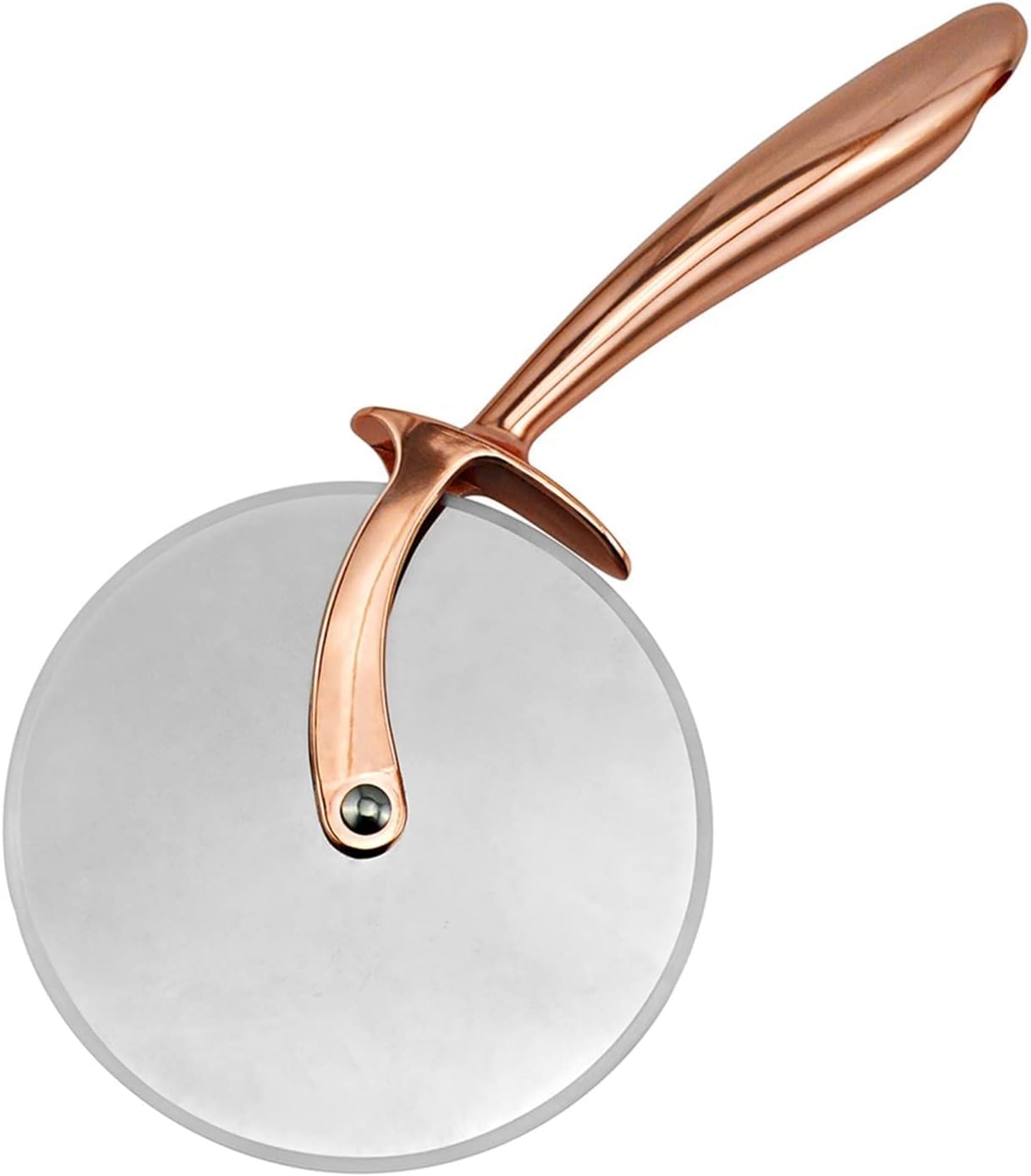 CRÜSTOHF Classic Pizza Cutter Wheel, Food Grade Stainless Steel Cutter Wheel, Smooth Rotating Sharp Blade, Professional Pizza Cutter, 9-Inch, Beautiful Rose Gold