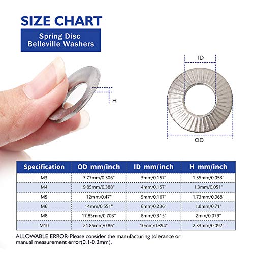 220pcs metric m3 to m10 304 stainless steel conical knurled spring washer belleville washer assortment kit