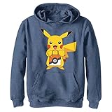 Pokemon Pika Treat Sudadera con Capucha, Azul Marino Heather, Large niños Unisex