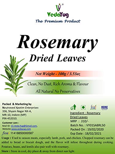 Image of VY VedaYug Rosemary Leaves 100g | Quality Leaves for Hair Growth, Seasoning and Tea | Freash Lot Dried - 100g