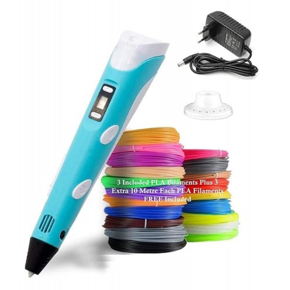 KRySt 3D Printing Pen with LCD Display & 3 PLA Filaments | Creative Drawing and Modeling Tool for Kids & Adults | DIY Educational Art and Craft Pen (Blue)-image-23